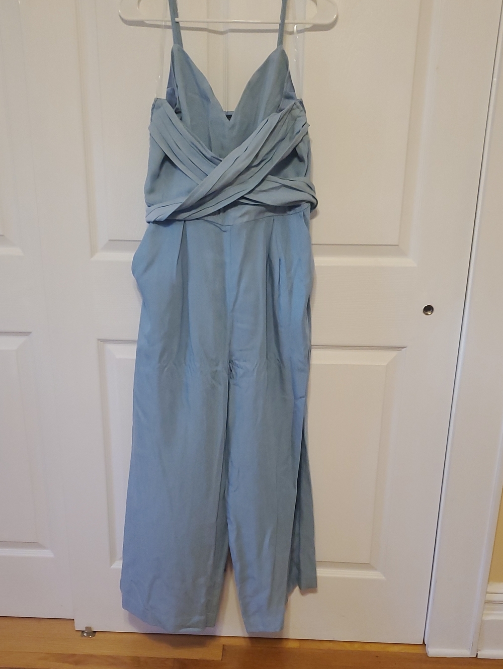 Bebe Sleeveless Light Blue Wide-Leg Jumpsuit